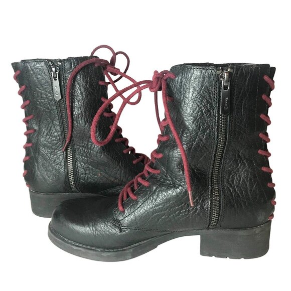 Sam Edelman Black Leather Ankle Boots Side Zip Womens 7 Whimsigoth Grunge - Picture 8 of 11